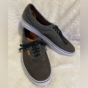 Vans Tweed and Leather Dark Military Brown w/Black Laces Men's Sneakers